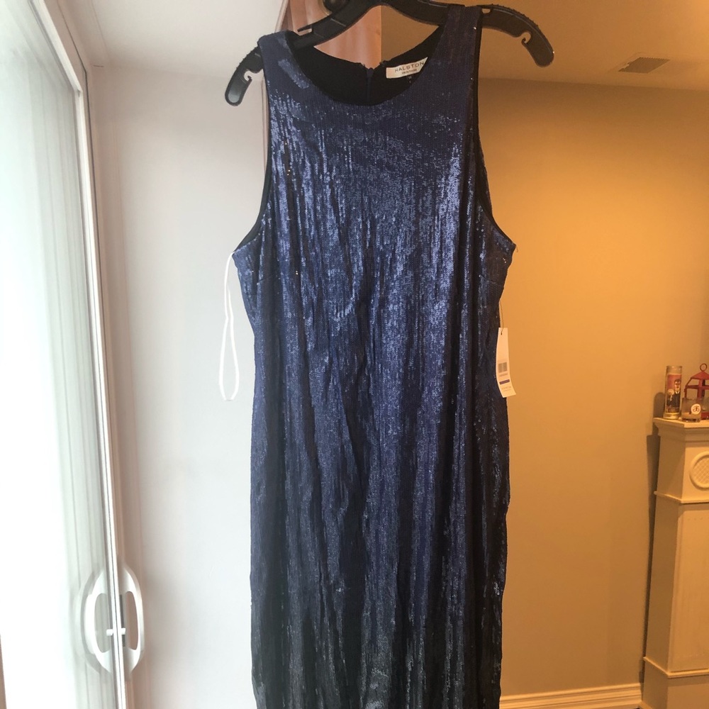Halston Heritage Long Sequin Evening Gown